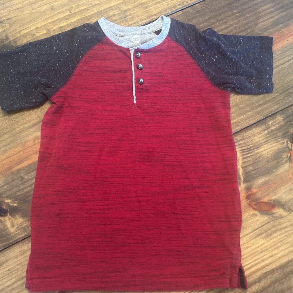 ✨Wonder Nation Red and Black Henley Tee